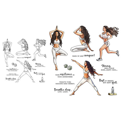 Girls Exercise Yoga Clear Stamps
