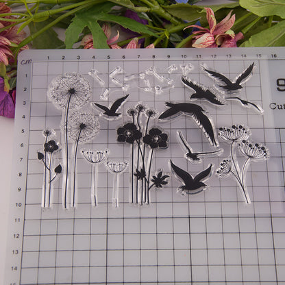 Bird Dandelion Flower Clear Silicone Stamps