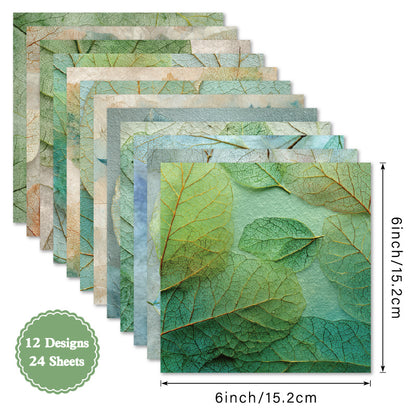 24PCS 6" Leaves Scrapbook Paper & Cardstock