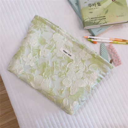 Elegant Large Flower Embossed Cosmetic Bag