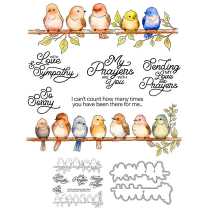 Cartoon Birds Party Dies & Stamps Set