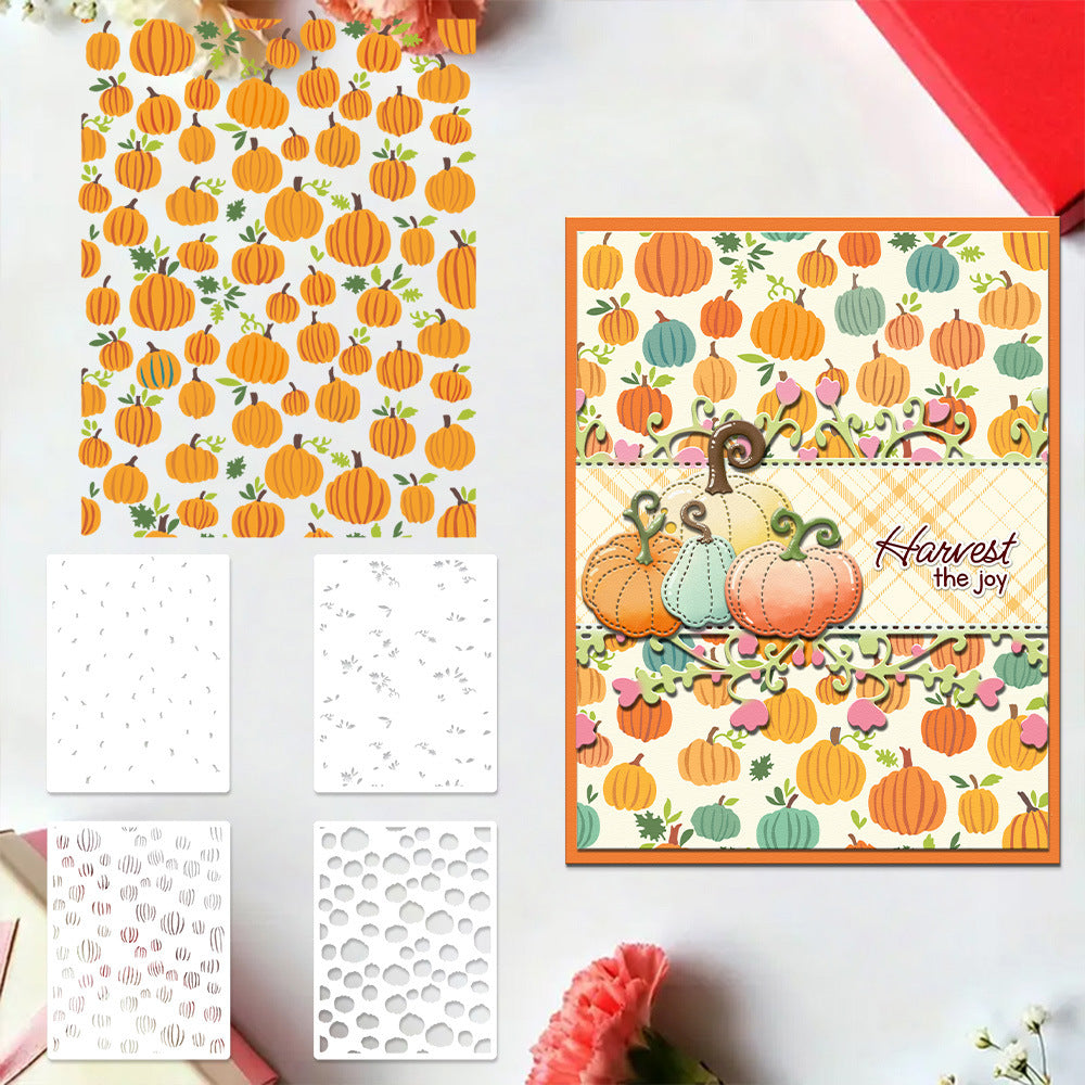 4 PCS Pumpkin Pattern DIY Painting Hollow Stencil