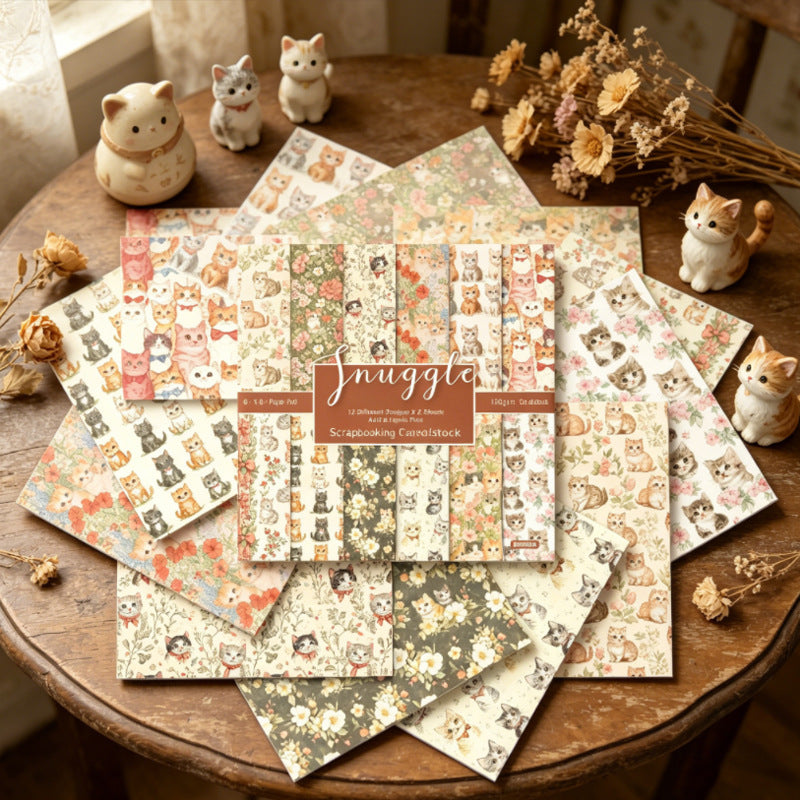 24PCS 6" Vintage Cats Scrapbook Paper & Cardstock