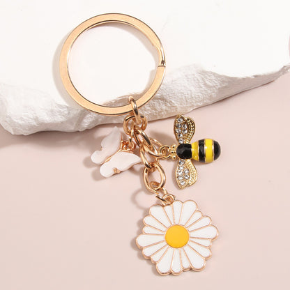 Cute Bee Dragonfly Butterfly Flower Keychain