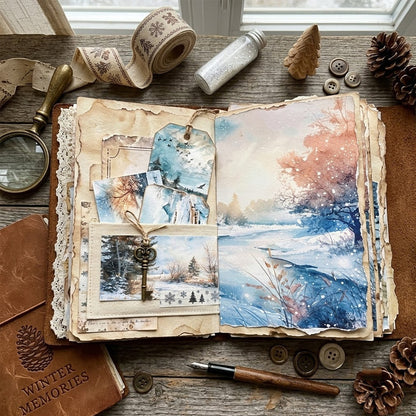 A5 Frozen Snowy World Journal Scrapbook Paper