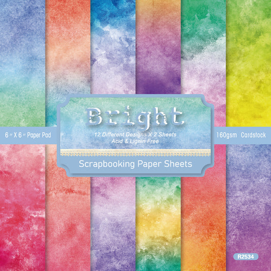 24PCS 6" Bright Scrapbook Paper & Cardstock