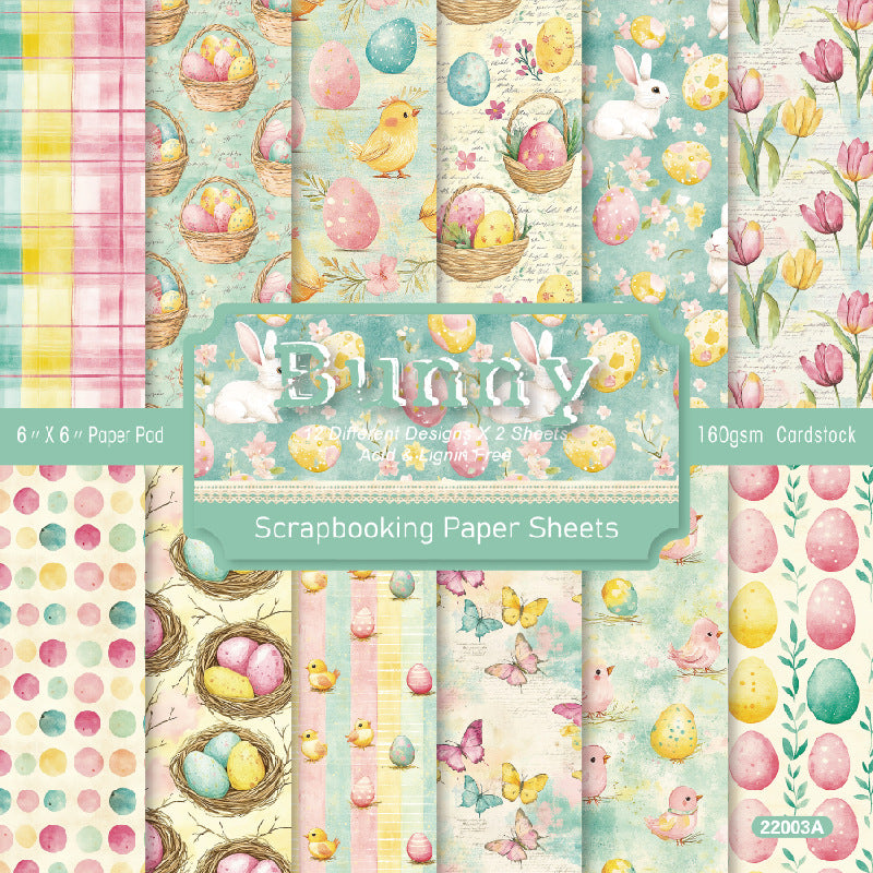 24PCS 6" Bunny Scrapbook Paper & Cardstock