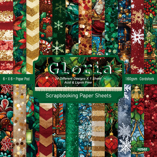 24PCS 6" Gloria Scrapbook Paper & Cardstock