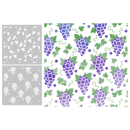 2 PCS Grape Pattern DIY Painting Hollow Stencil
