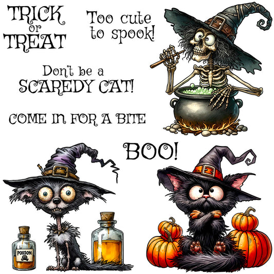 Halloween Cute Cat Dies & Stamps Set