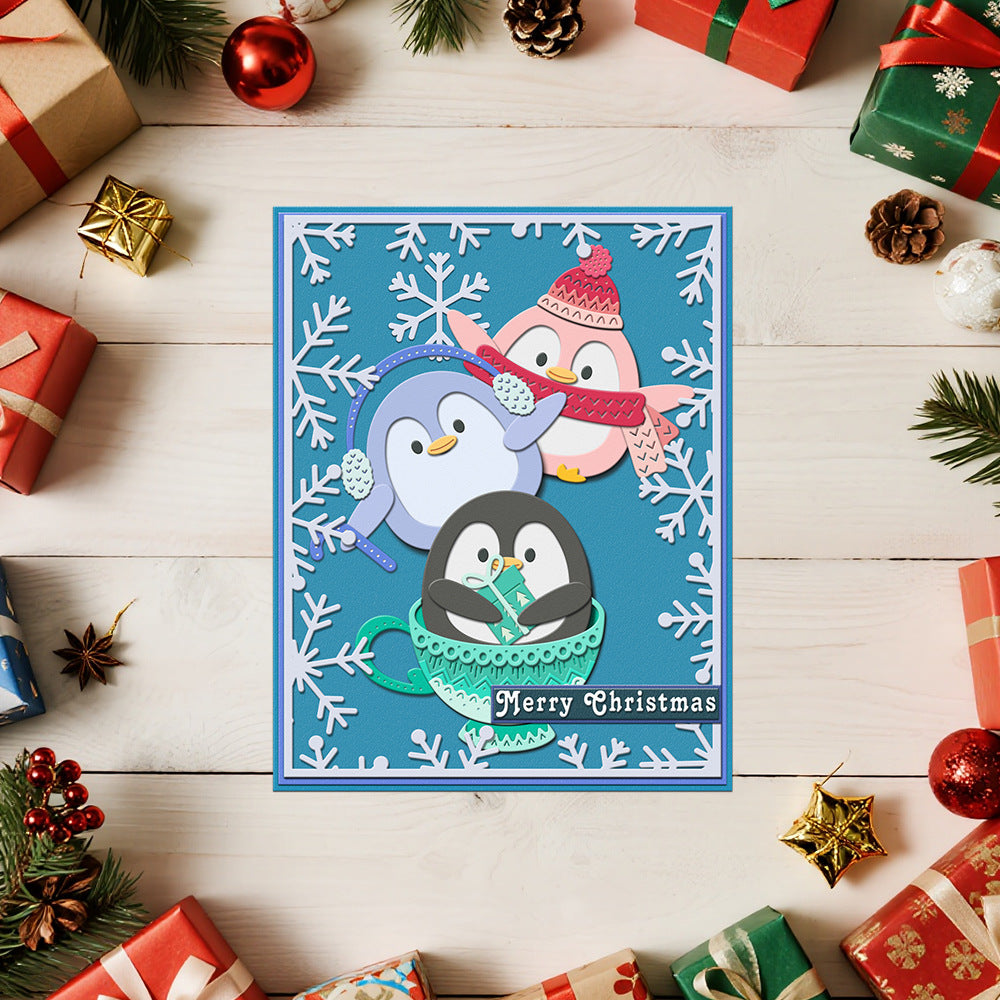 Winter Cartoon Penguins Metal Cutting Dies