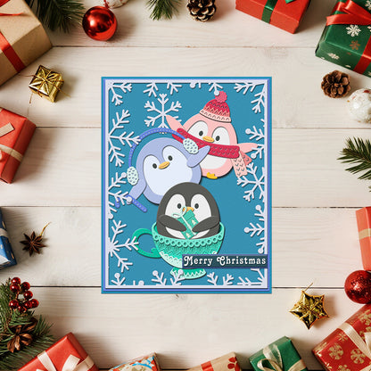 Winter Cartoon Penguins Metal Cutting Dies