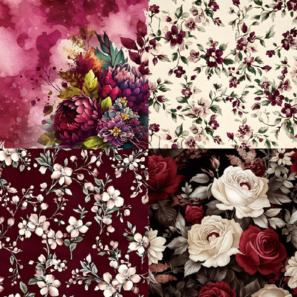 24PCS 6" Flowers Scrapbook Paper & Cardstock