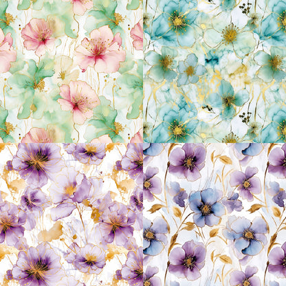 24PCS 6" Silk Flowers Scrapbook Paper & Cardstock