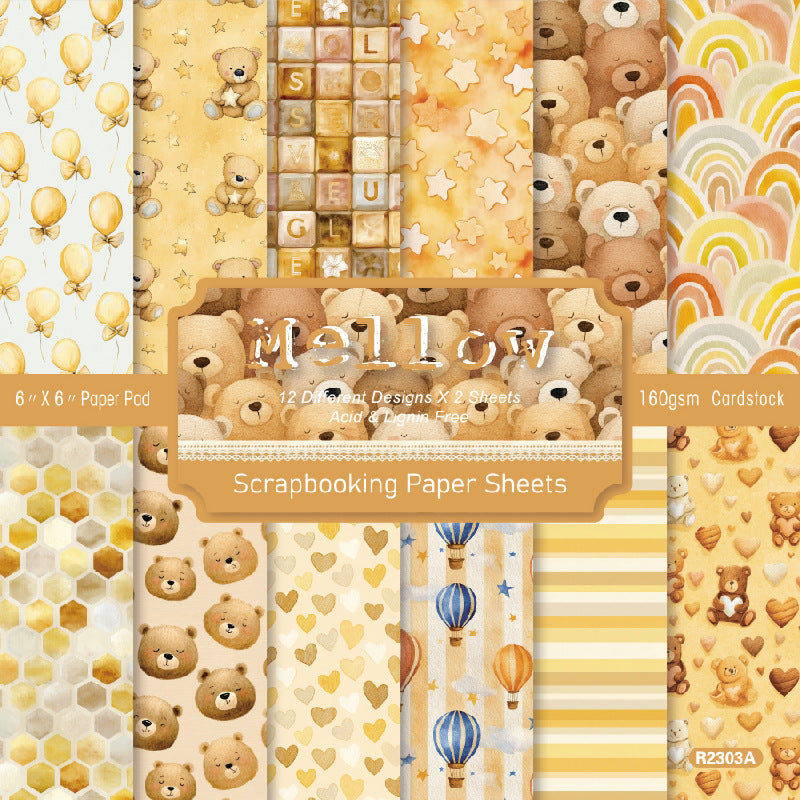 24PCS 6" Mellow Scrapbook Paper & Cardstock