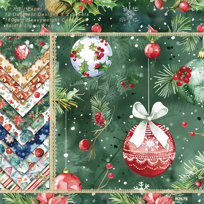 24PCS 6" Christmas Decorations Scrapbook Paper & Cardstock