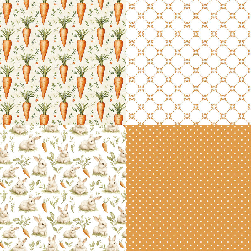 24PCS 6" Bunny Carrot Scrapbook Paper & Cardstock