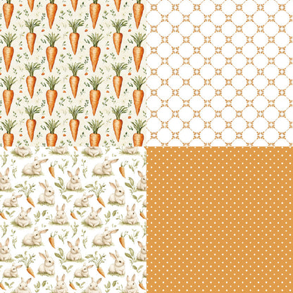 24PCS 6" Bunny Carrot Scrapbook Paper & Cardstock