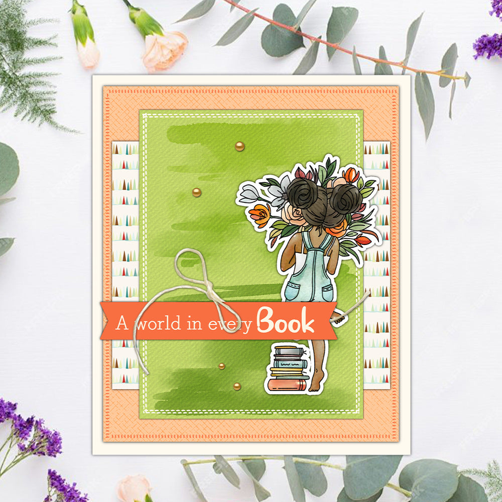 Little Girl Reading Clear Stamps