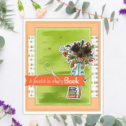 Little Girl Reading Clear Stamps