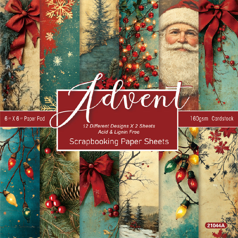 24PCS 6" Christmas Theme Scrapbook Paper & Cardstock