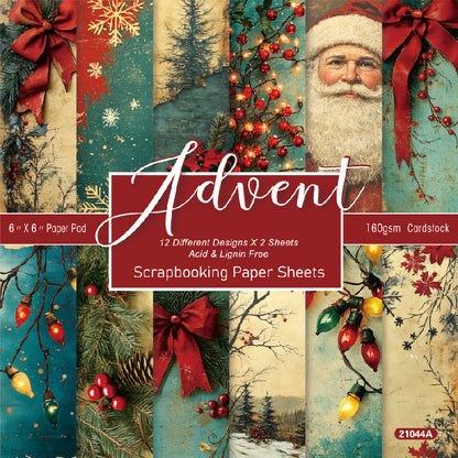 24PCS 6" Christmas Theme Scrapbook Paper & Cardstock