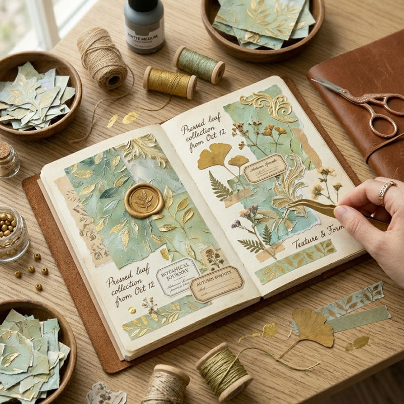 24PCS 6" Gold Leaf Scrapbook Paper & Cardstock