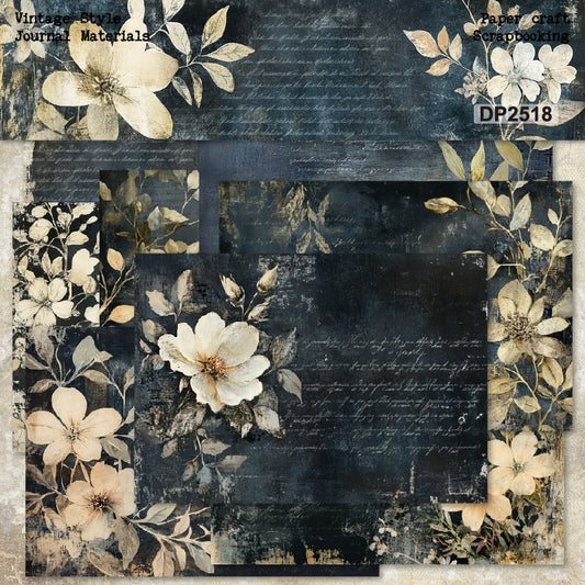 A5 Retro Flower Journal Scrapbook Paper