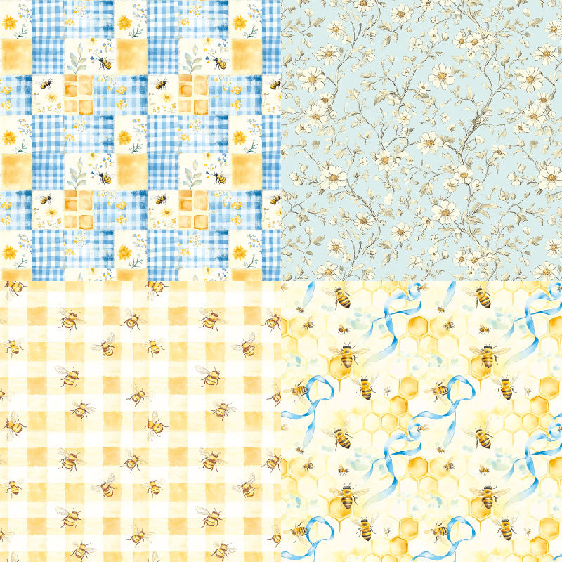 24PCS 6" Bee Check Scrapbook Paper & Cardstock