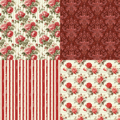 24PCS 6" Crimson Scrapbook Paper & Cardstock