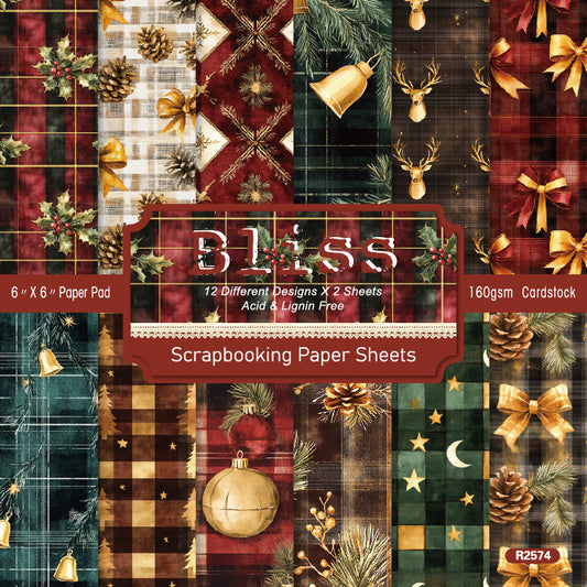 24PCS 6" Bliss Scrapbook Paper & Cardstock
