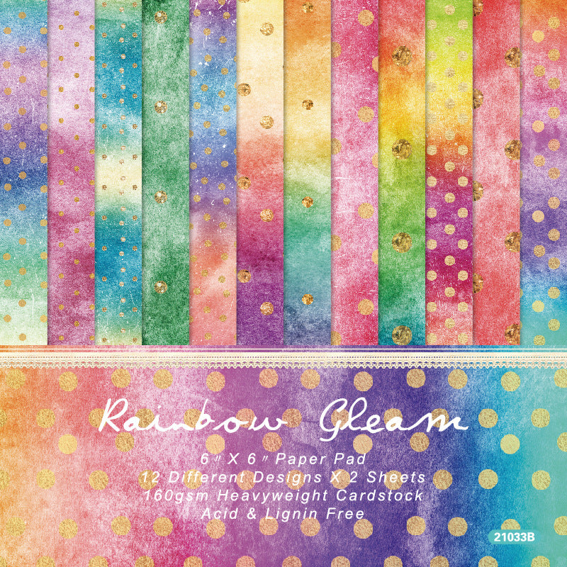 24PCS 6" Rainbow Gleam Scrapbook Paper & Cardstock