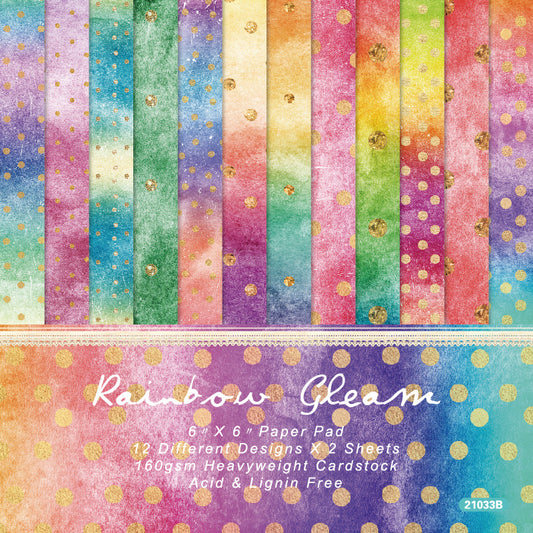 24PCS 6" Rainbow Gleam Scrapbook Paper & Cardstock
