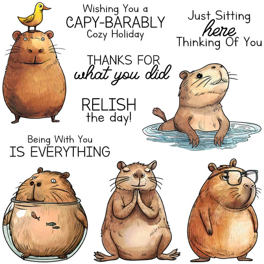 Cute Capybara Dies & Stamps Set