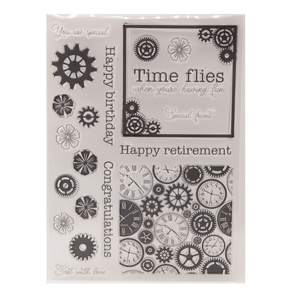 Retro Style Gears DIY Scrapbook Clear Stamps