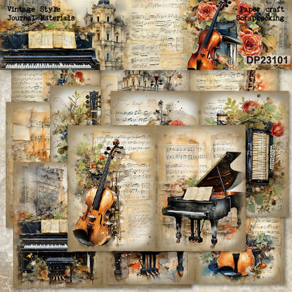 A5 Vintage Musical Instruments Scrapbook Paper