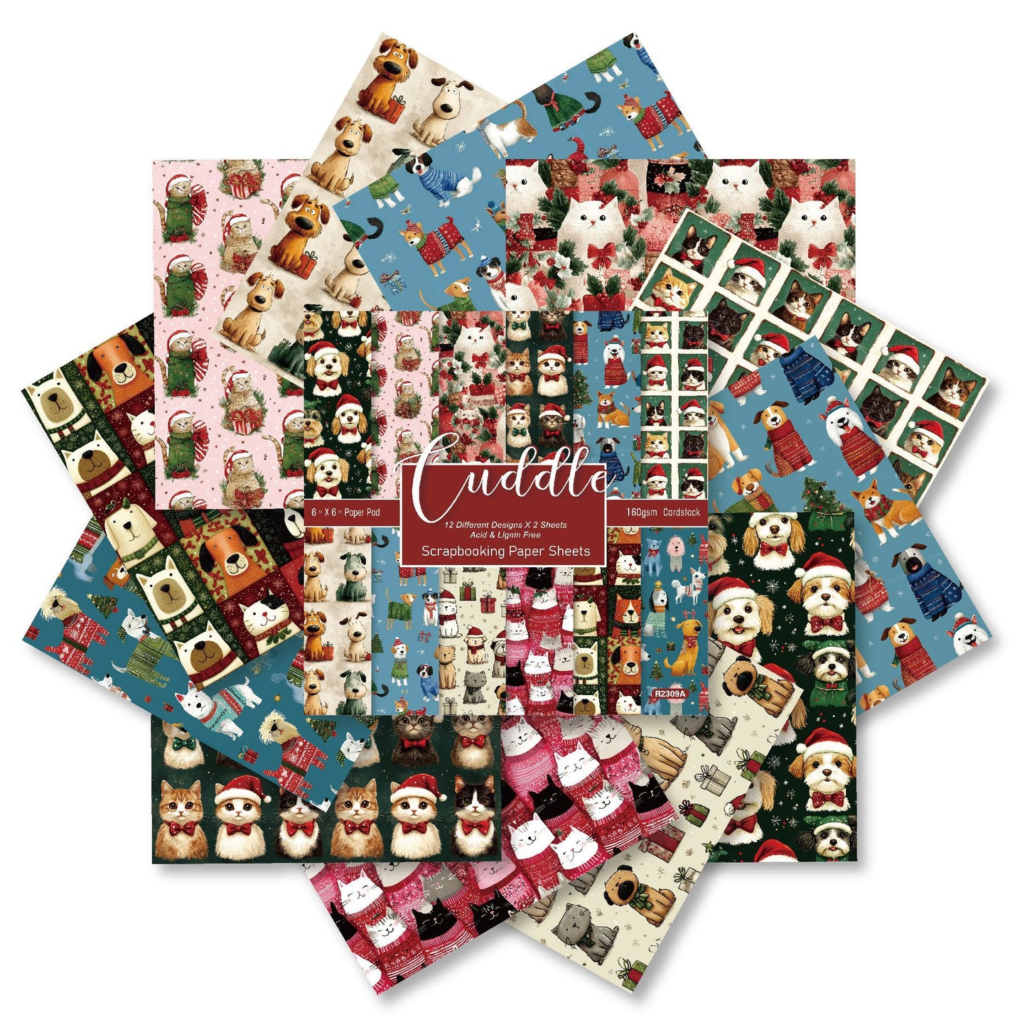 24PCS 6" Cuddle Scrapbook Paper & Cardstock