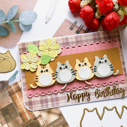 4 Pcs Little Fat Cats Metal Cutting Dies