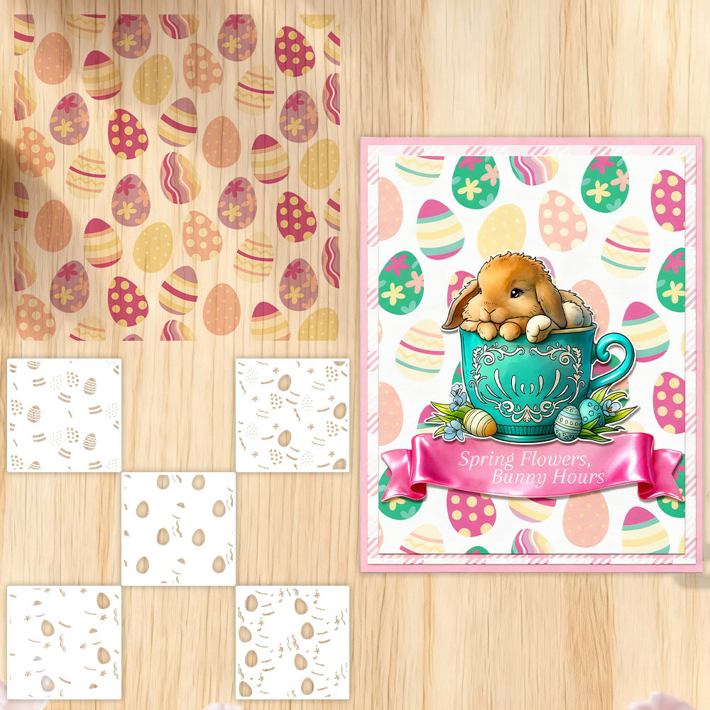 5 PCS Easter Eggs Pattern DIY Painting Hollow Stencil