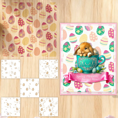 5 PCS Easter Eggs Pattern DIY Painting Hollow Stencil