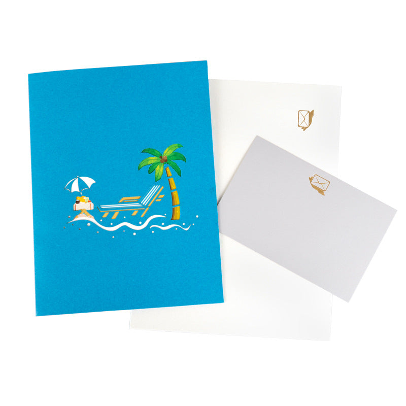 3D Creative Beach Vacation Pop-Up Greeting Card