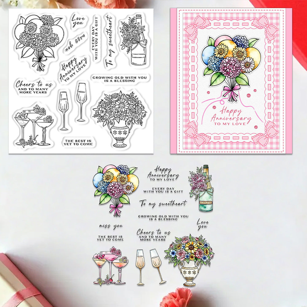 Champagne Flowers Clear Stamps