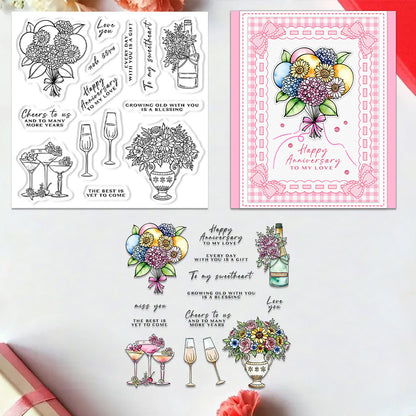 Champagne Flowers Clear Stamps
