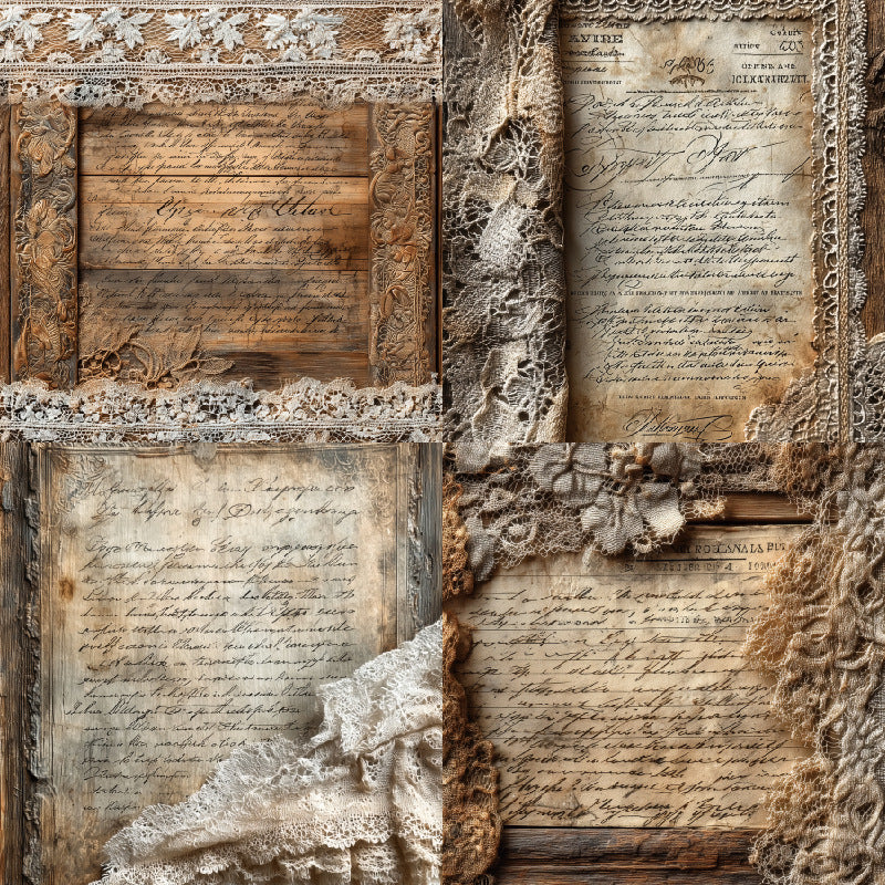 24PCS 6" Vintage Lace Scrapbook Paper & Cardstock