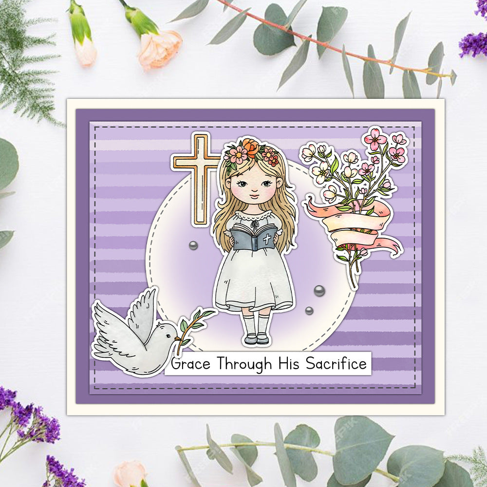 Little Girl and Flowers Clear Stamps