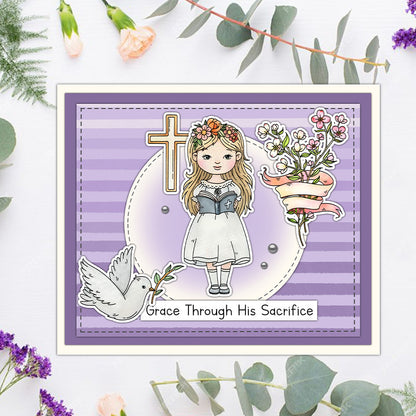 Little Girl and Flowers Clear Stamps