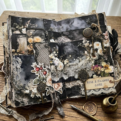 A5 Dark Lace Flowers Journal Scrapbook Paper