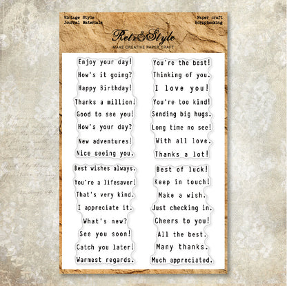Words and Sentences DIY Scrapbook Clear Stamps