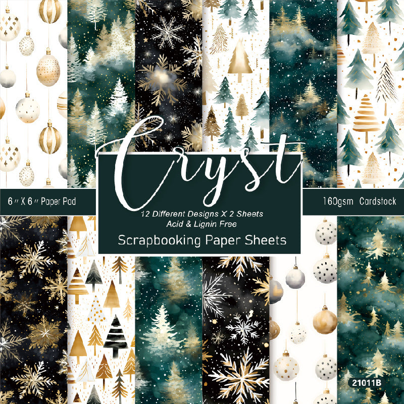 24PCS 6" Cryst Scrapbook Paper & Cardstock