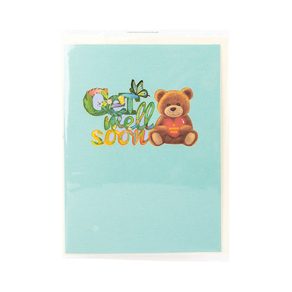 3D Creative Getwellsoon Bear Pop-Up Greeting Card